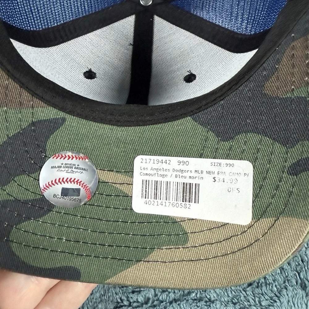 New Era Los Angeles Dodgers Blue Camo Patch Trucker Hat Adjustable One‎ Size New